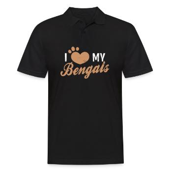Chat du Bengale J'aime mon cadeau Bengals - Polo Homme - noir - Devant - Kai (181cm)