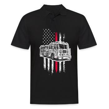 Feuerwehr - Männer Poloshirt - Schwarz - Vorne - Kai (181cm)
