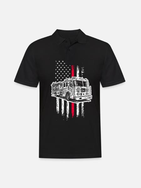 Feuerwehr - Männer Poloshirt - Schwarz