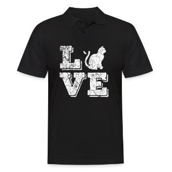 Katze - Männer Poloshirt - Schwarz - Vorne - Kai (181cm)