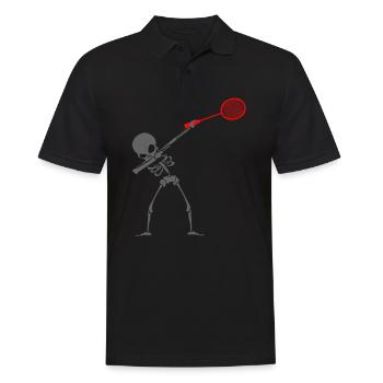 Badminton Dab Dabbing Skeleton Skull Gift - Men's Polo Shirt - black - Front - Kai (181cm)