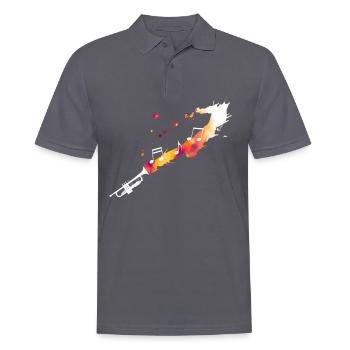 Trompette avec notes de musique - Polo Homme - charbon - Devant - Nico (186cm)