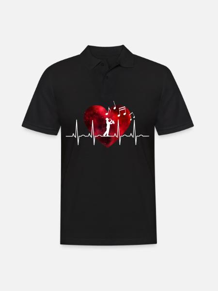 Herzschlag Saxophon - Männer Poloshirt - Schwarz