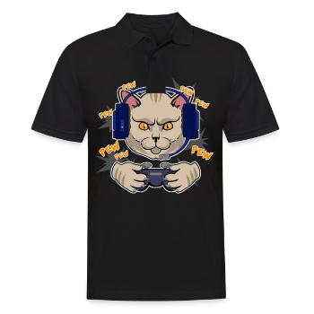 Cadeau de geek de jeu vidéo de jeu de chat de coureur - Polo Homme - noir - Devant - Kai (181cm)