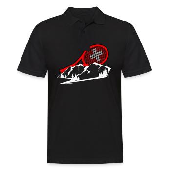 Tennis Roger Switzerland mountains Alps gift - Men's Polo Shirt - black - Front - Kai (181cm)