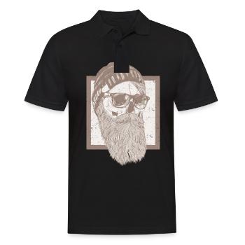 Bart - Beard, Totenkopf - Männer Poloshirt - Schwarz - Vorne - Kai (181cm)