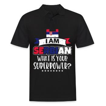 Serbien - Männer Poloshirt - Schwarz - Vorne - Kai (181cm)