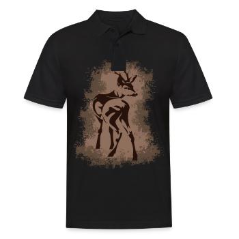 Reh Hirsch - Männer Poloshirt - Schwarz - Vorne - Kai (181cm)