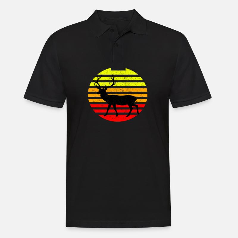 Reh Hirsch - Männer Poloshirt - Schwarz