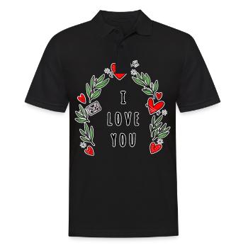 Valentinstag - Männer Poloshirt - Schwarz - Vorne - Kai (181cm)