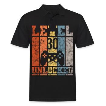 30th Birthday Gamer Gift Retro Vintage Shirt - Men's Polo Shirt - black - Front - Kai (181cm)
