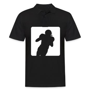 Spieler läuft American Football Design - Männer Poloshirt - Schwarz - Vorne - Kai (181cm)