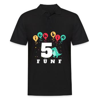5 Years Old with Dino and Ballons - Men's Polo Shirt - black - Front - Kai (181cm)