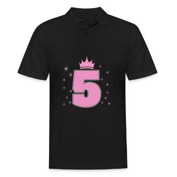 Geburtstag 5 Jahre Mädchen mit Krone in Rosa - Männer Poloshirt - Schwarz - Vorne - Kai (181cm)