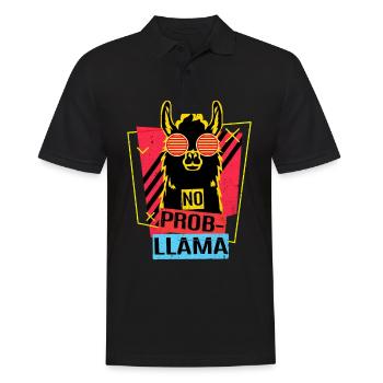 Lama - Männer Poloshirt - Schwarz - Vorne - Kai (181cm)