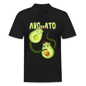 Avocado Vegan Veganer Vegetarier Katzen Geschenk - Männer Poloshirt - Schwarz - Vorne - Kai (181cm)