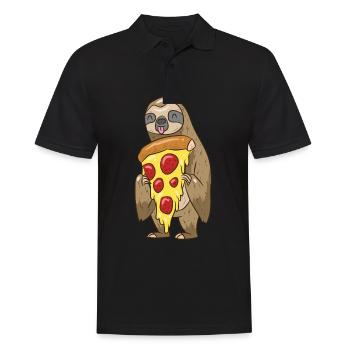 Sloth Loves Pizza Animal Friends Gift - Men's Polo Shirt - black - Front - Kai (181cm)