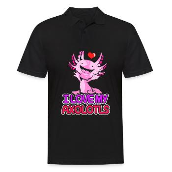 Axolotl Reptile Salamander Aquarium Kawaii Lurch - Männer Poloshirt - Schwarz - Vorne - Kai (181cm)