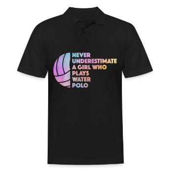 01594 water polo girl wasserball sWaswimmers swimm - Männer Poloshirt - Schwarz - Vorne - Kai (181cm)