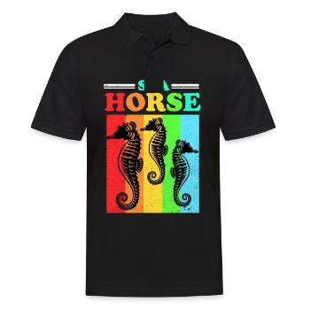 Seepferd - Männer Poloshirt - Schwarz - Vorne - Kai (181cm)