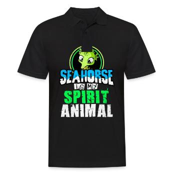 Seepferd - Männer Poloshirt - Schwarz - Vorne - Kai (181cm)