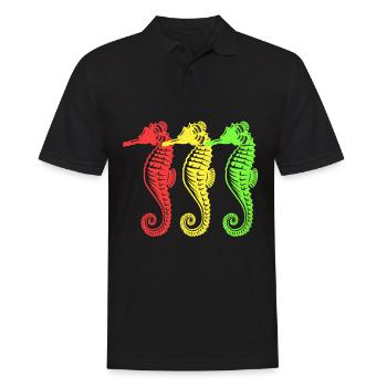 Seepferd - Männer Poloshirt - Schwarz - Vorne - Kai (181cm)