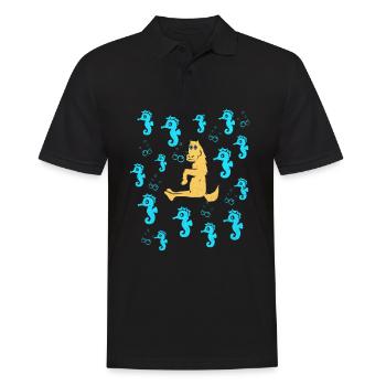 Seepferd - Männer Poloshirt - Schwarz - Vorne - Kai (181cm)