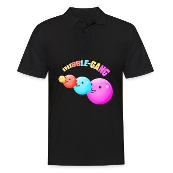 "BUBBLE GANG" ~ pattern, funny chewing gum - Men's Polo Shirt - black - Front - Kai (181cm)