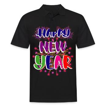 New Year Happy New Year - Men's Polo Shirt - black - Front - Kai (181cm)
