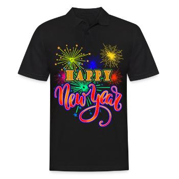New Year Happy New Year - Men's Polo Shirt - black - Front - Kai (181cm)