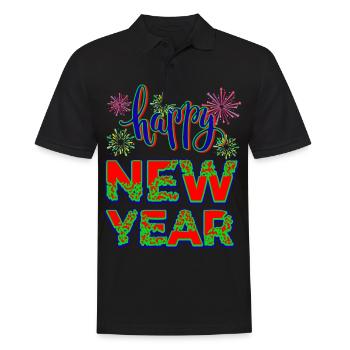New Year Happy New Year - Men's Polo Shirt - black - Front - Kai (181cm)