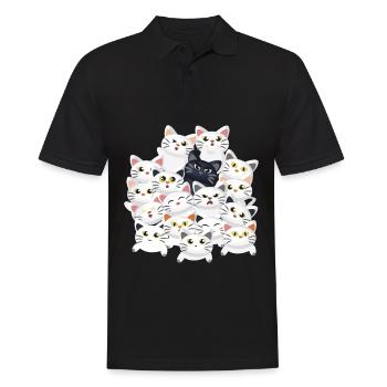 Katzen auf dem Haufen - Männer Poloshirt - Schwarz - Vorne - Kai (181cm)