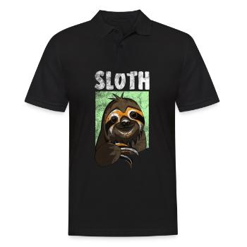 Faultier - Männer Poloshirt - Schwarz - Vorne - Kai (181cm)