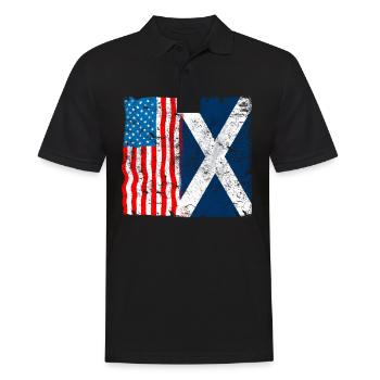 Schottland USA Flagge Highlander Tartan Kilt - Männer Poloshirt - Schwarz - Vorne - Kai (181cm)