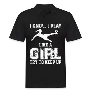 Frauenfußball Fussball Soccer Girl Mädchen Ball - Männer Poloshirt - Schwarz - Vorne - Kai (181cm)