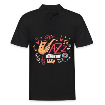 Jazz Musik Saxophon Saxofon Instrument - Männer Poloshirt - Schwarz - Vorne - Kai (181cm)