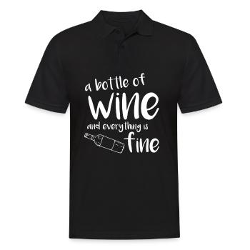 Bouteille de vin | Cadeau vin vin vin rouge - Polo Homme - noir - Devant - Kai (181cm)