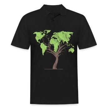 Weltkarte Baum Gärtner Landschaftsgärtner Geschenk - Männer Poloshirt - Schwarz - Vorne - Kai (181cm)