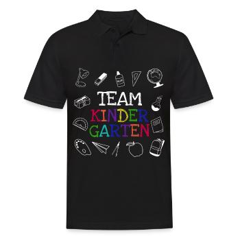 Team Kindergarten - Männer Poloshirt - Schwarz - Vorne - Kai (181cm)