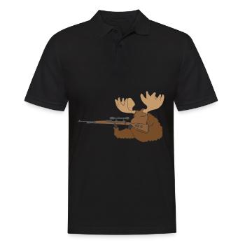 Cadeau de carabine de chasse au wapiti - Polo Homme - noir - Devant - Kai (181cm)