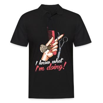 Friseur Frisöse Schere Pinsel Kamm Geschenk - Männer Poloshirt - Schwarz - Vorne - Kai (181cm)