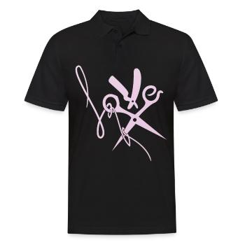 Friseur Haare LOVE Schere Geschenk - Männer Poloshirt - Schwarz - Vorne - Kai (181cm)