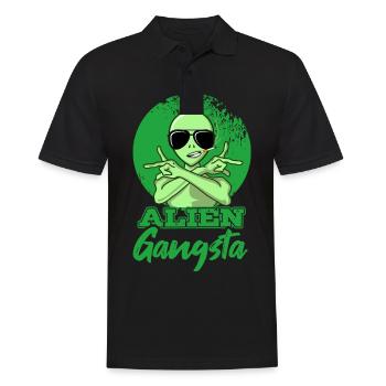 Alien Gangsta UFO Space Extraterrestrial Gift - Men's Polo Shirt - black - Front - Kai (181cm)
