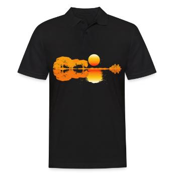 Guitar in Nature with Sunset Gift - Men's Polo Shirt - black - Front - Kai (181cm)