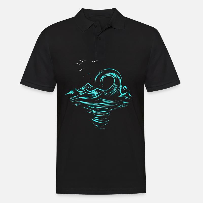 Welle - Männer Poloshirt - Schwarz