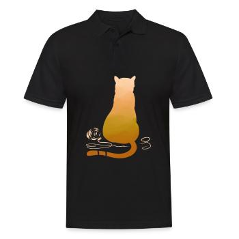 Cat with ball of yarn - Men's Polo Shirt - black - Front - Kai (181cm)