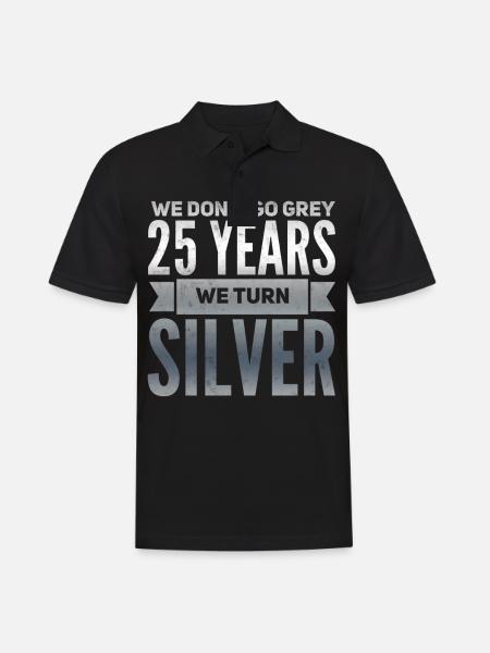 Silberhochzeit Silberne Hochzeit 25 Jahre Geschenk - Männer Poloshirt - Schwarz
