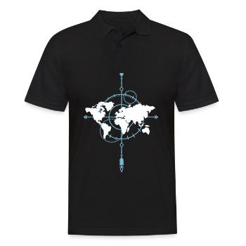 Tolle Weltkarte mit Kompass Geschenk für Reisende - Männer Poloshirt - Schwarz - Vorne - Kai (181cm)