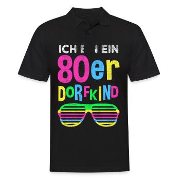 80er Jahre Dorfkind Mode lustiger Spruch Geschenk - Männer Poloshirt - Schwarz - Vorne - Kai (181cm)