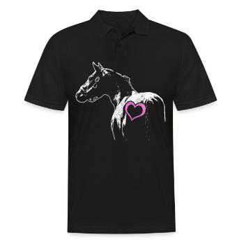 cheval amour de cheval amour rose coeur cadeau - Polo Homme - noir - Devant - Kai (181cm)
